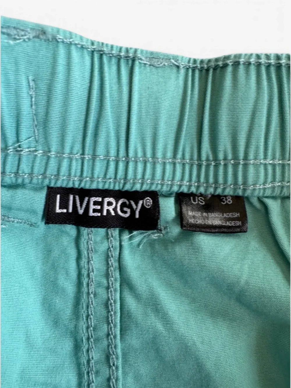 LIVERGY Mint Green 100% Cotton Drawstring Shorts Size 38 NWT